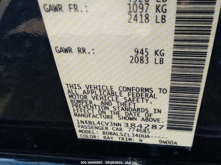 2022 NISSAN ALTIMA 2.5 SR - 1N4BL4CV3NN384287