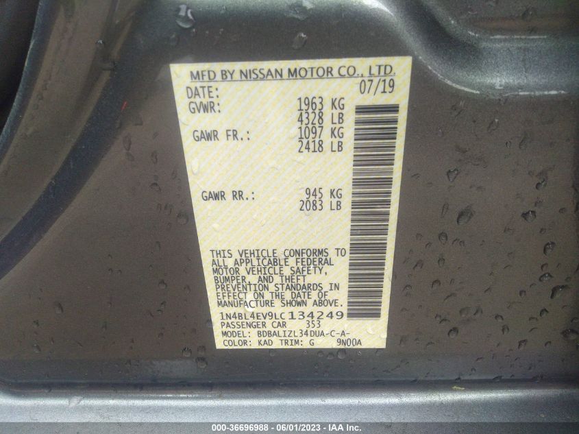 2020 NISSAN ALTIMA 2.5 SL - 1N4BL4EV9LC134249