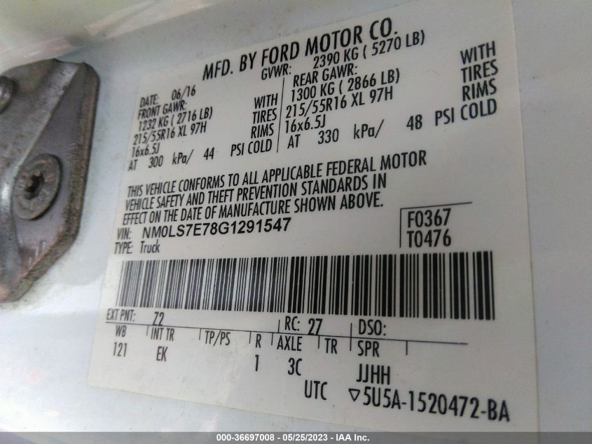 2016 FORD TRANSIT CONNECT XL - NM0LS7E78G1291547