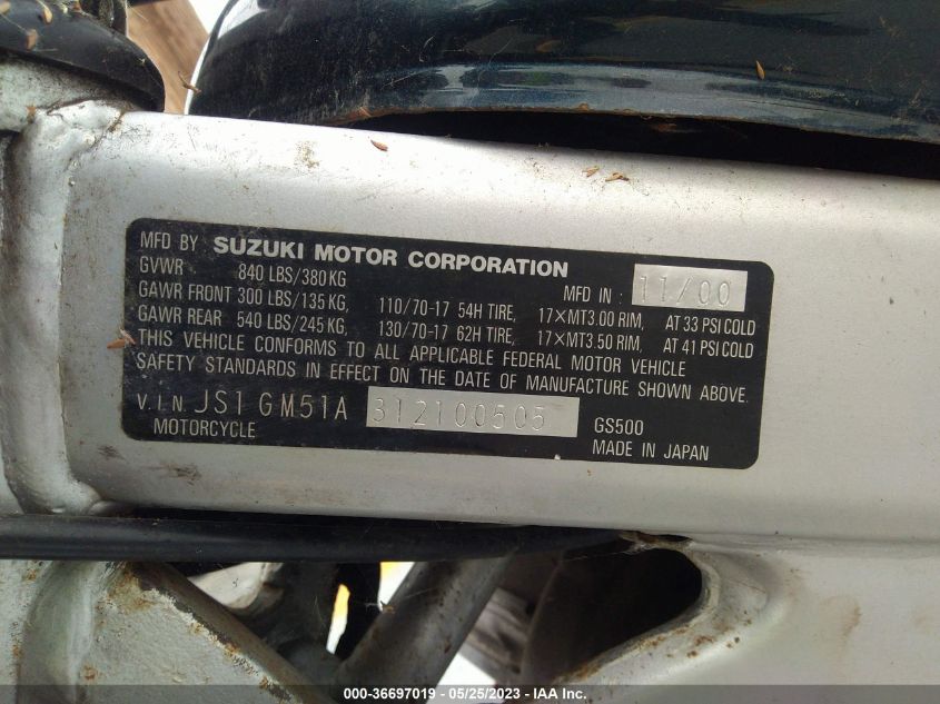 2001 SUZUKI GS500 - JS1GM51A312100505