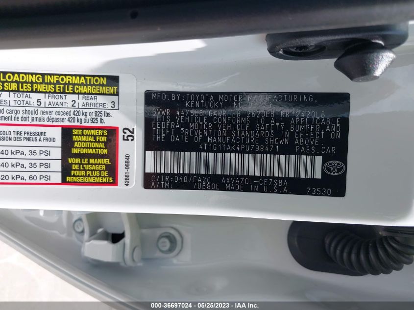 2023 TOYOTA CAMRY SE/SE NIGHTSHADE - 4T1G11AK4PU798471