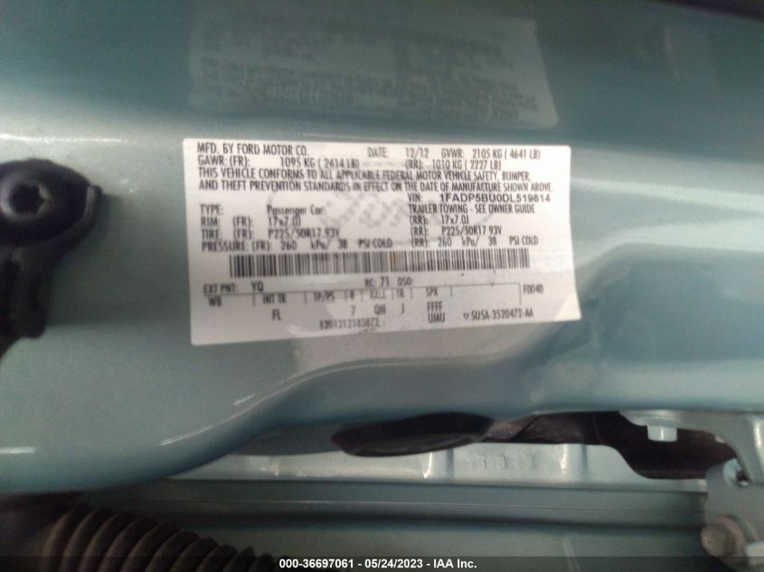 2013 FORD C-MAX HYBRID SEL - 1FADP5BU0DL519814