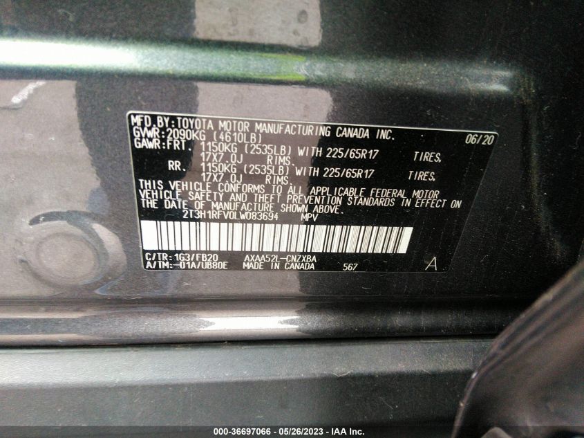 2020 TOYOTA RAV4 LE - 2T3H1RFV0LW083694