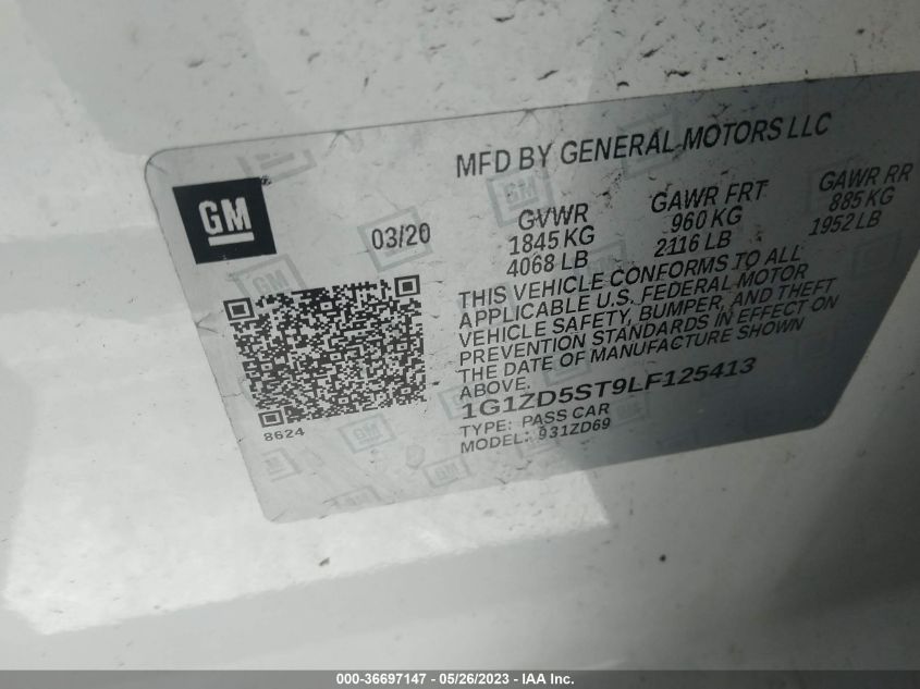 2020 CHEVROLET MALIBU LT - 1G1ZD5ST9LF125413