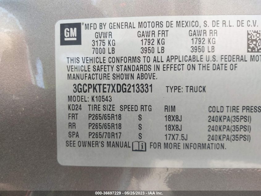 2013 CHEVROLET SILVERADO 1500 LTZ - 3GCPKTE7XDG213331