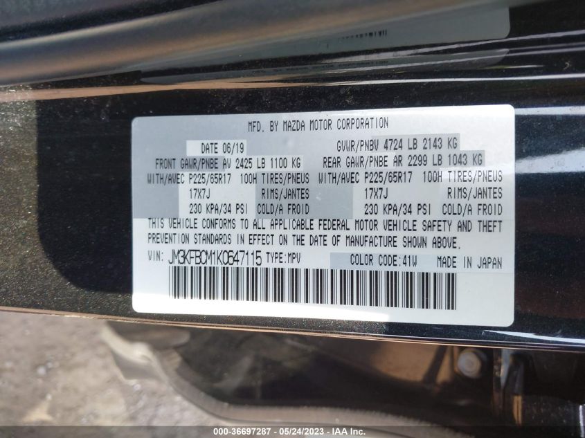 2019 MAZDA CX-5 TOURING - JM3KFBCM1K0647115
