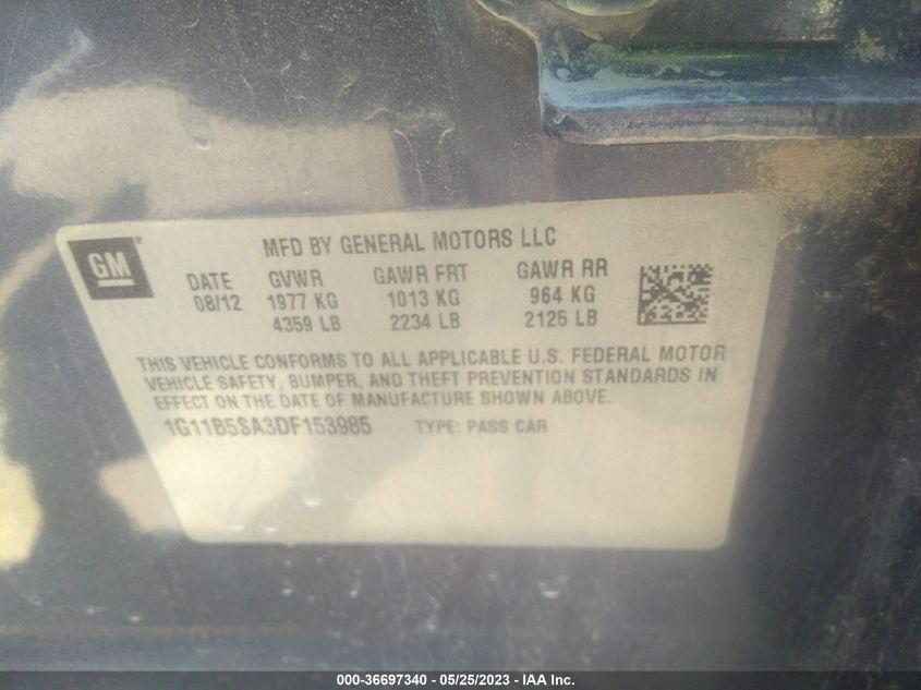 2013 CHEVROLET MALIBU LS - 1G11B5SA3DF153985
