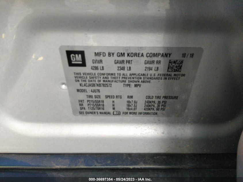 2019 BUICK ENCORE PREFERRED - KL4CJASB7KB782572