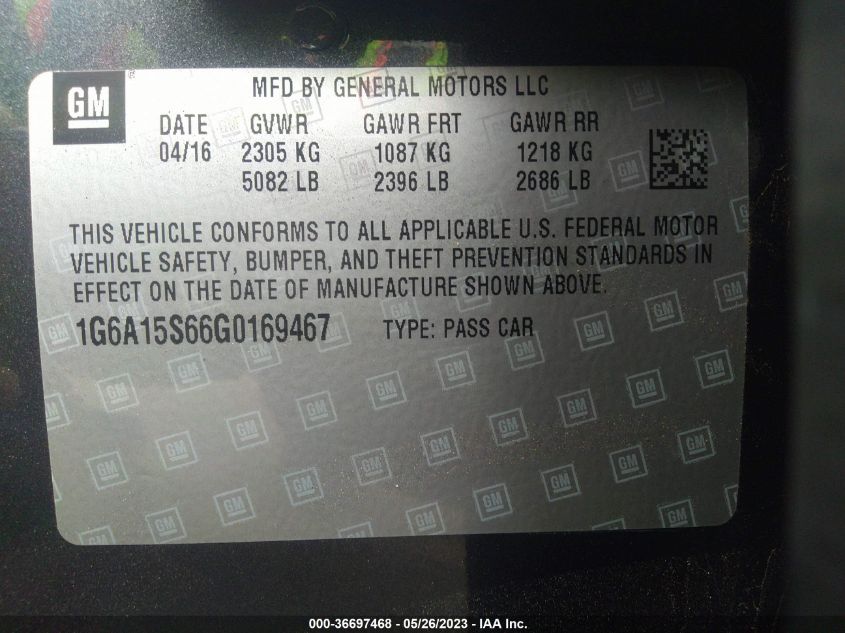 2016 CADILLAC CTS-V SEDAN - 1G6A15S66G0169467
