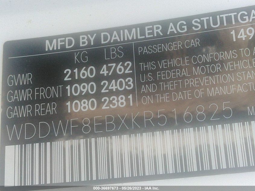 2019 MERCEDES-BENZ C-CLASS C 300 - WDDWF8EBXKR516825