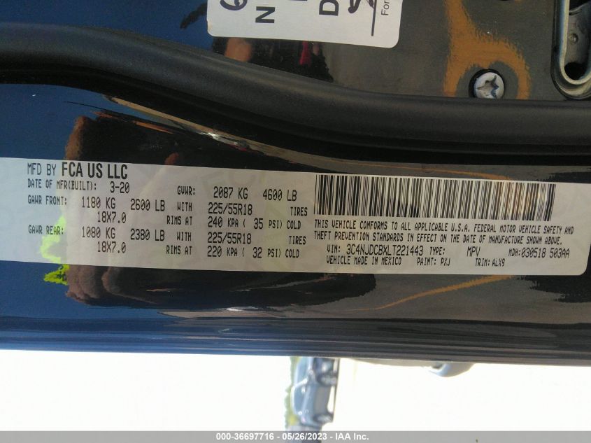 2020 JEEP COMPASS LIMITED - 3C4NJDCBXLT221443