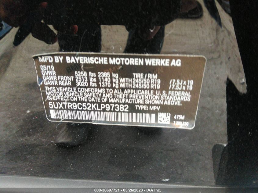 2019 BMW X3 XDRIVE30I - 5UXTR9C52KLP97382