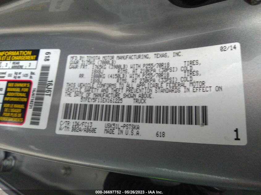 2014 TOYOTA TUNDRA 2WD TRUCK SR5 - 5TFEY5F11EX161225