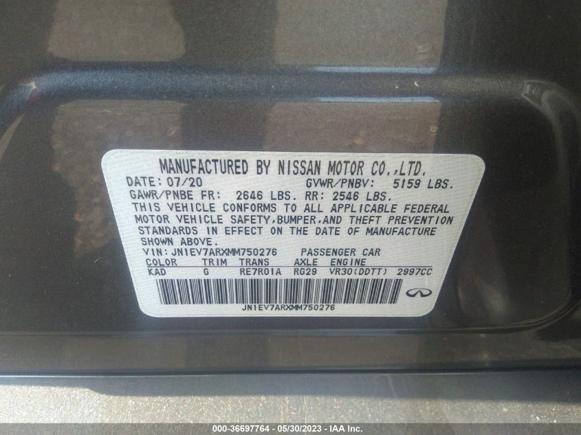 2021 INFINITI Q50 3.0T PURE - JN1EV7ARXMM750276
