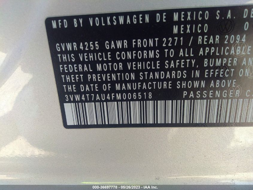 2015 VOLKSWAGEN GOLF GTI AUTOBAHN - 3VW4T7AU4FM006518