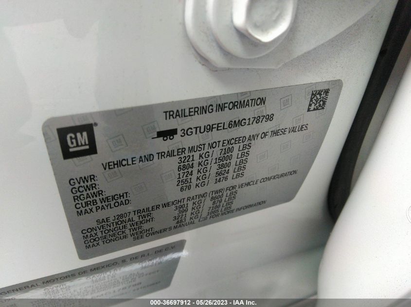 2021 GMC SIERRA 1500 DENALI - 3GTU9FEL6MG178798