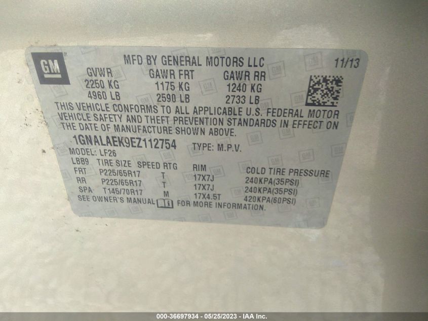 2014 CHEVROLET EQUINOX LS - 1GNALAEK9EZ112754