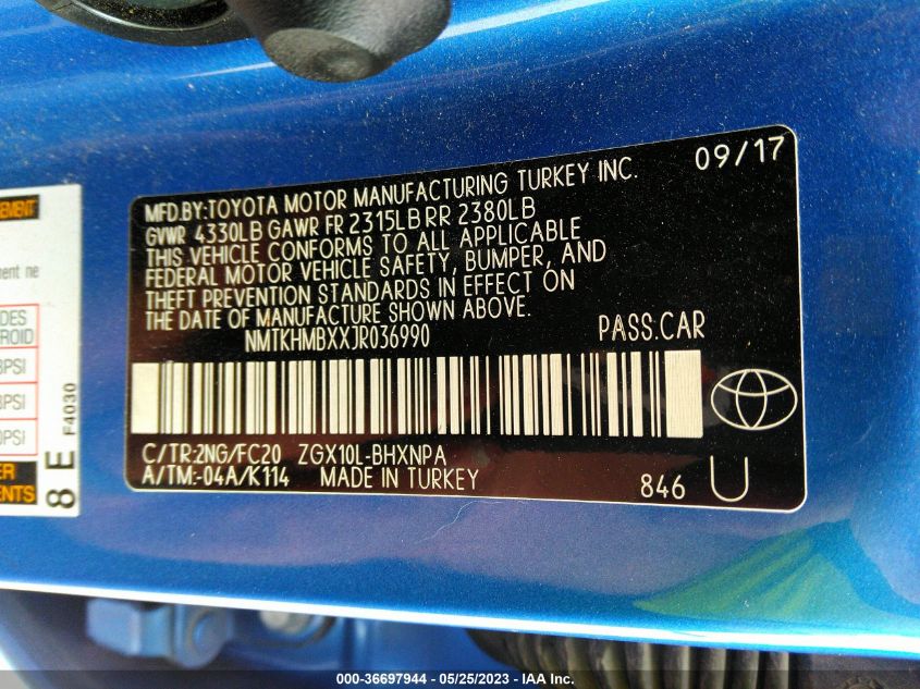 2018 TOYOTA C-HR XLE - NMTKHMBXXJR036990
