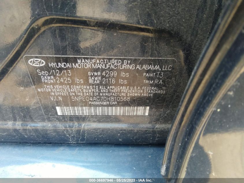 VIN 5NPEC4AC7DH810568 2013 HYUNDAI SONATA no.9