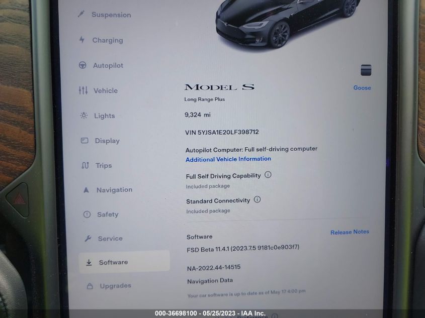 2020 TESLA MODEL S LONG RANGE - 5YJSA1E20LF398712