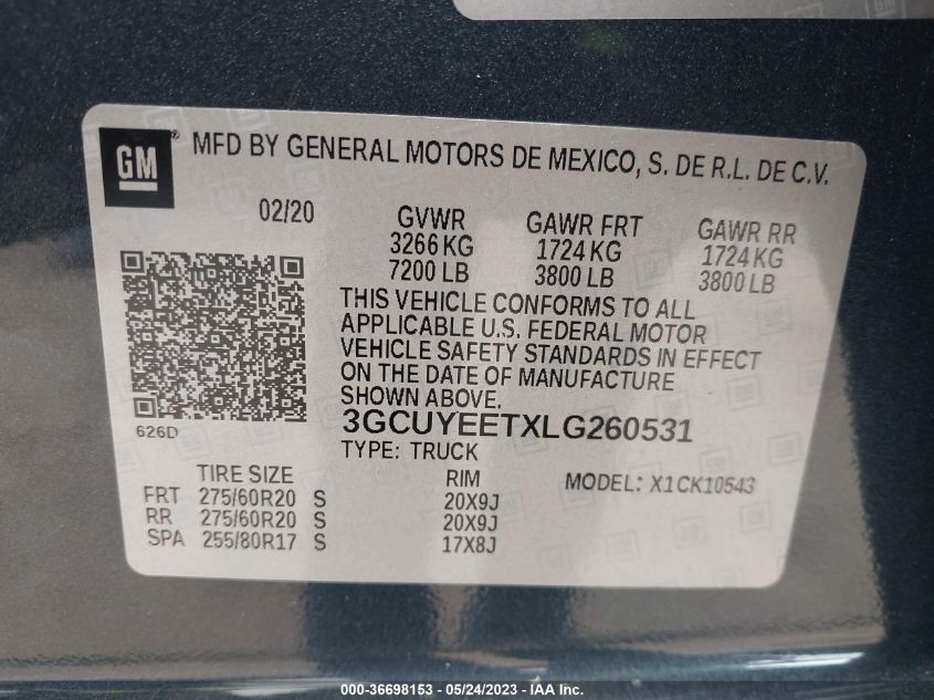 2020 CHEVROLET SILVERADO 1500 RST - 3GCUYEETXLG260531