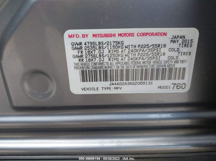2016 MITSUBISHI OUTLANDER ES - JA4AD2A36GZ000131