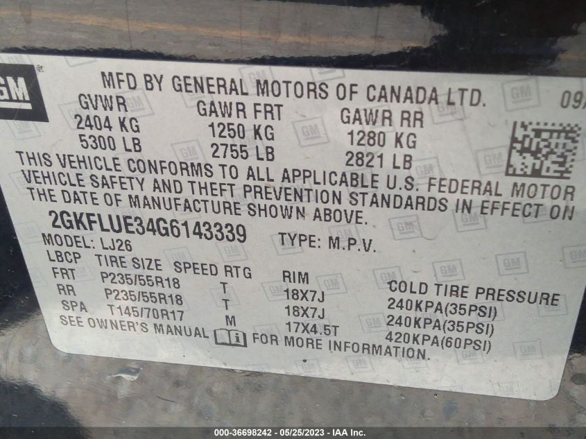 2016 GMC TERRAIN SLT - 2GKFLUE34G6143339