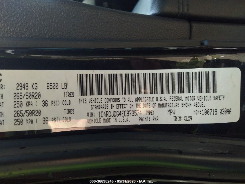 2014 DODGE DURANGO LIMITED - 1C4RDJDG4EC973574