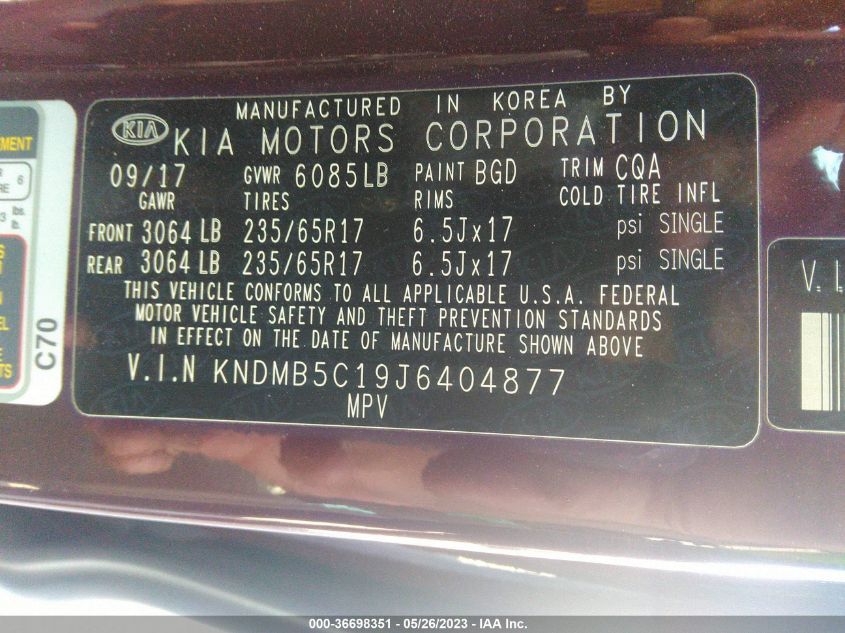 2018 KIA SEDONA LX - KNDMB5C19J6404877