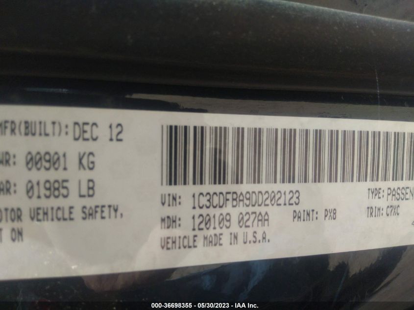 2013 DODGE DART RALLYE - 1C3CDFBA9DD202123