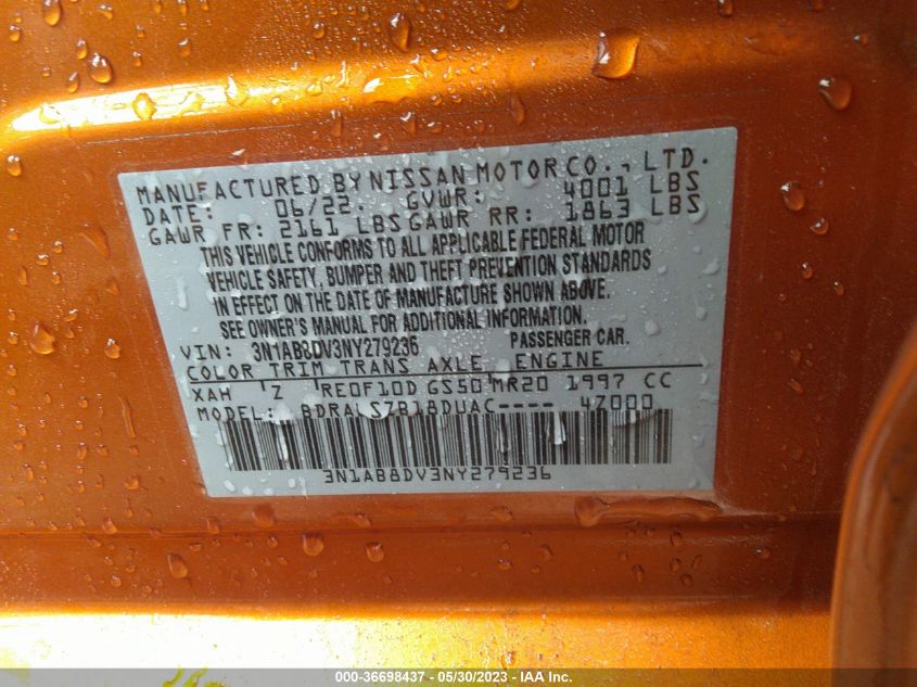 2022 NISSAN SENTRA SR - 3N1AB8DV3NY279236
