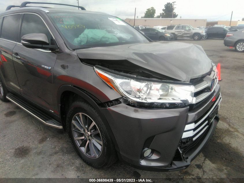 2019 TOYOTA HIGHLANDER HYBRID XLE - 5TDJGRFH5KS057893