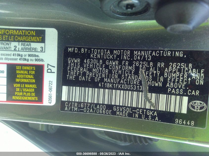 2013 TOYOTA CAMRY SE/XLE - 4T1BK1FKXDU531301