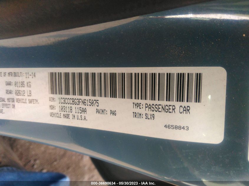 2015 CHRYSLER 200 S - 1C3CCCBG3FN615075