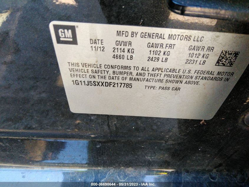 2013 CHEVROLET MALIBU LTZ - 1G11J5SXXDF217785