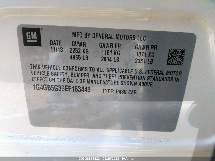 2014 BUICK LACROSSE LEATHER - 1G4GB5G39EF163445