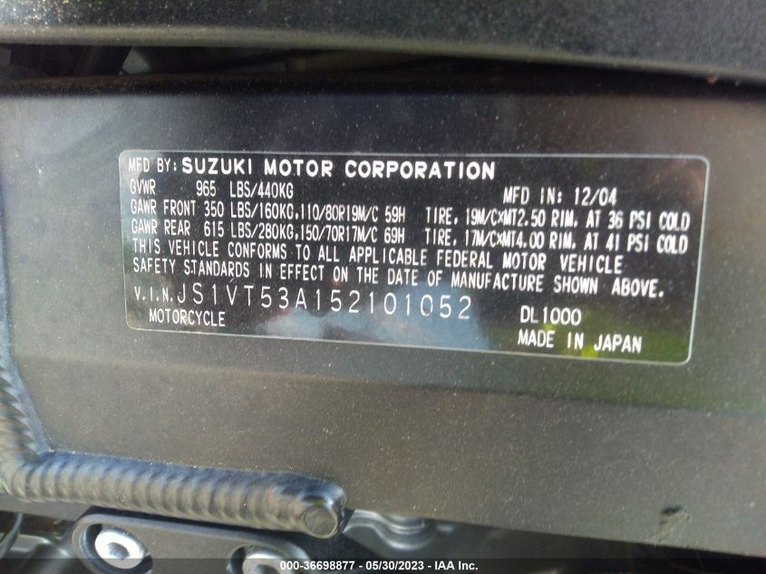 2005 SUZUKI DL1000 - JS1VT53A152101052