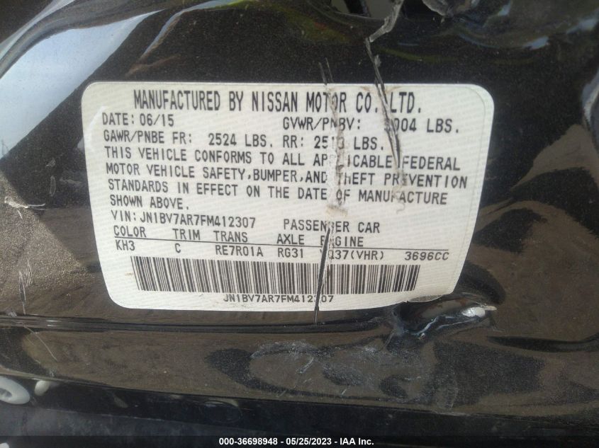 2015 INFINITI Q50 - JN1BV7AR7FMD12307