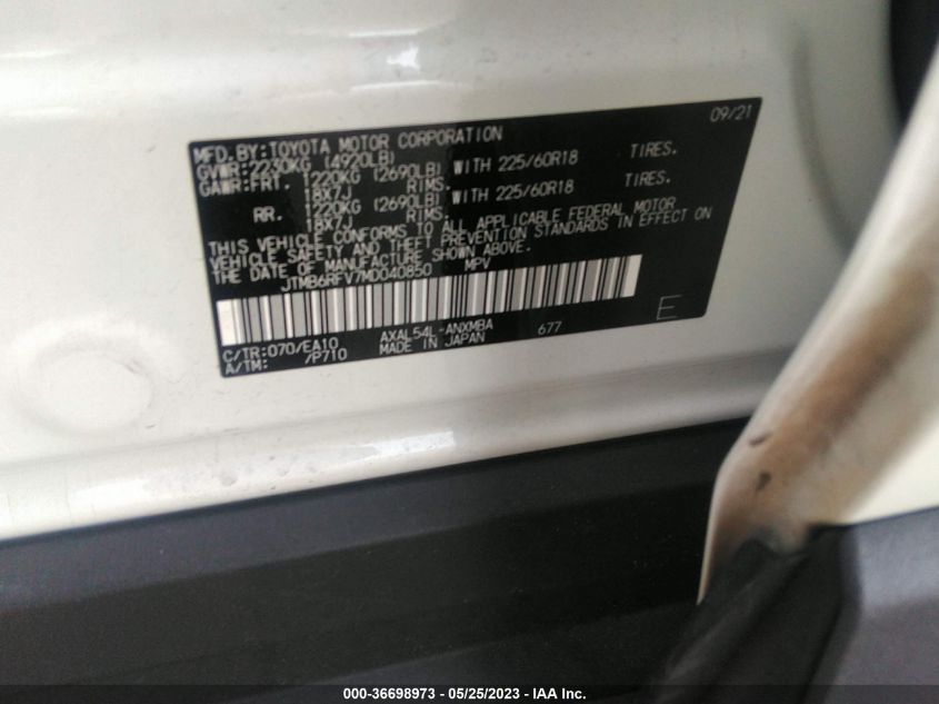 2021 TOYOTA RAV4 HYBRID - JTMB6RFV7MD040850