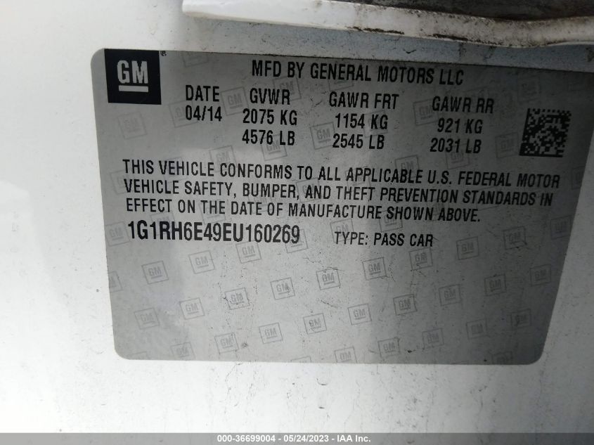 2014 CHEVROLET VOLT - 1G1RH6E49EU160269