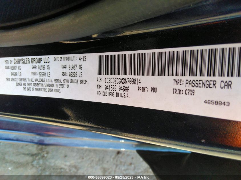 2013 DODGE AVENGER SXT - 1C3CDZCGXDN709014