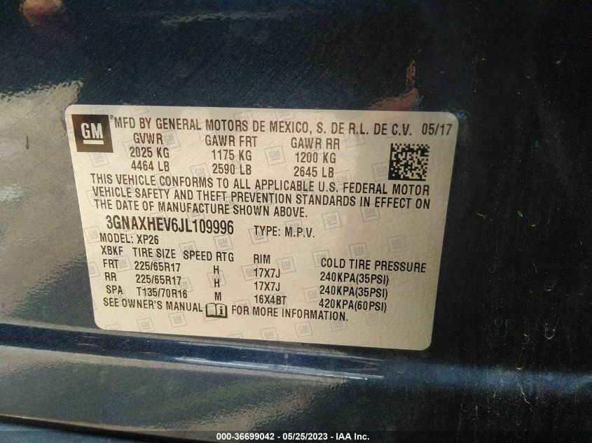 2018 CHEVROLET EQUINOX LS - 3GNAXHEV6JL109996