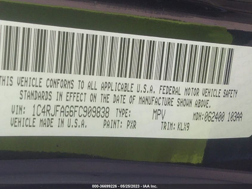 2015 JEEP GRAND CHEROKEE ALTITUDE - 1C4RJFAG6FC909838