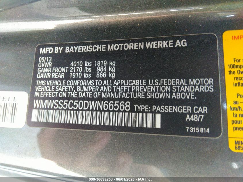 2013 MINI COOPER PACEMAN S WMWSS5C50DWN66568