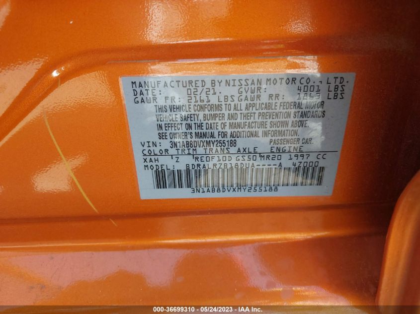 2021 NISSAN SENTRA SR - 3N1AB8DVXMY255188