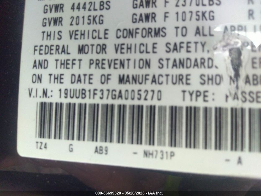 2016 ACURA TLX - 19UUB1F37GA005270