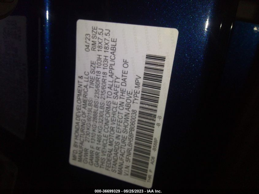 2023 HONDA ODYSSEY EX - 5FNRL6H58PB060038