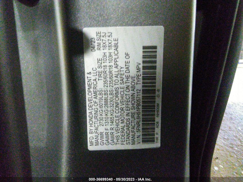 2023 HONDA ODYSSEY EX - 5FNRL6H51PB057112