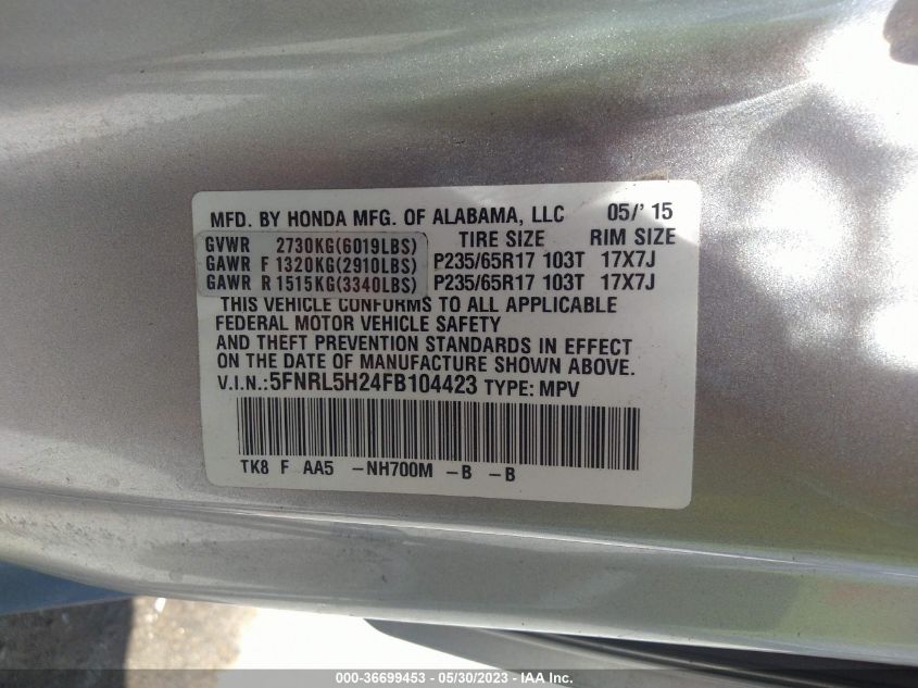 2015 HONDA ODYSSEY LX - 5FNRL5H24FB104423