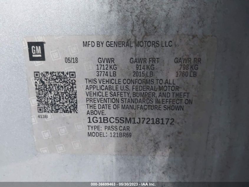 2018 CHEVROLET CRUZE LS - 1G1BC5SM1J7218172